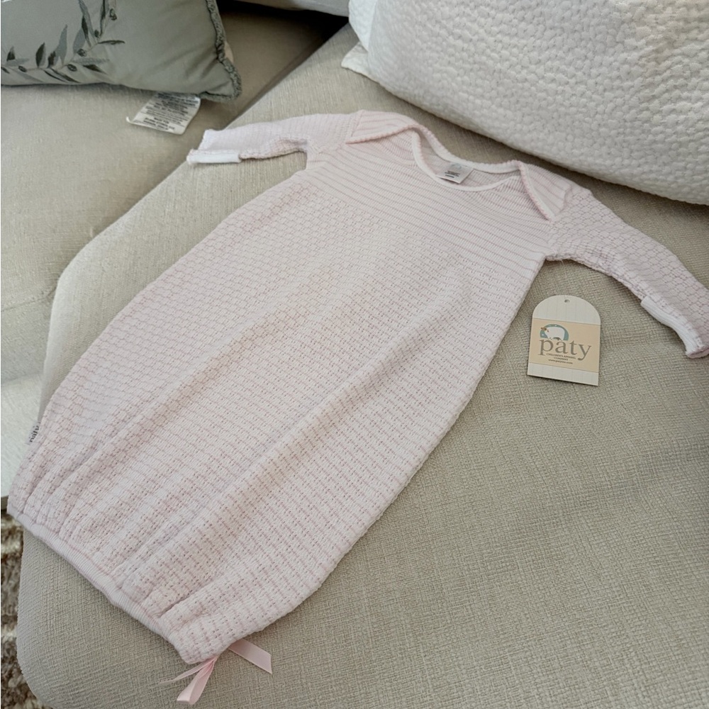 Paty knit overlap Shoulder gown(pink w/bow) - Picture 3 of 5